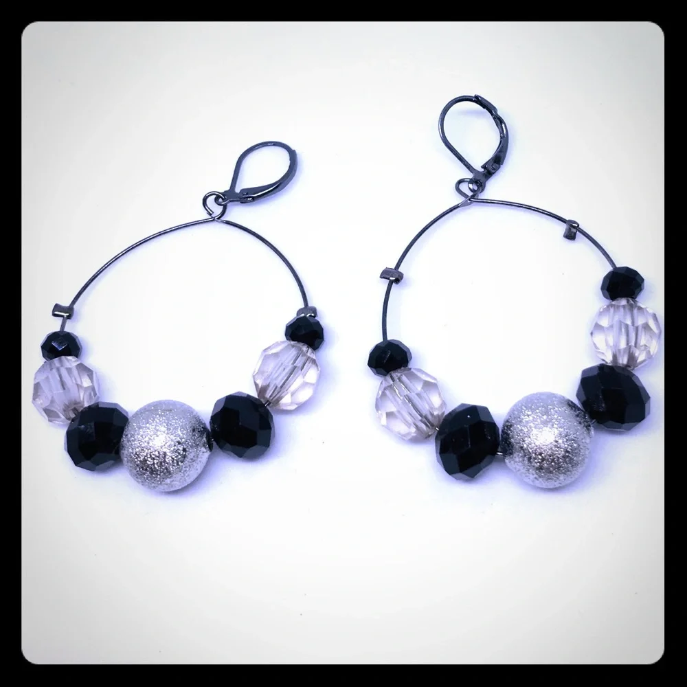 Vintage beaded hoop earrings new not worn from 00s y2k trendy influencer
